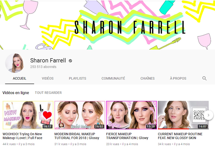 Youtubeuses beauté anglophones : Sharon Farrell