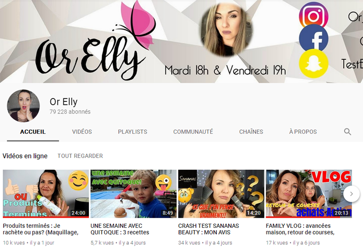 Youtubeuses beauté francophones : Or Elly