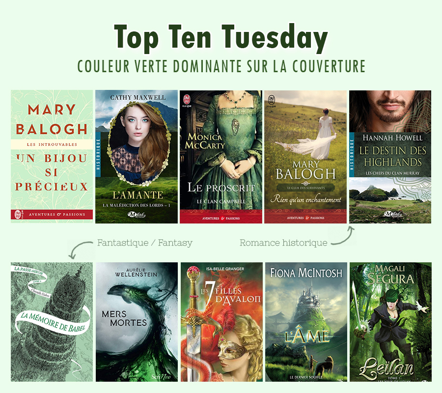 Top Ten Tuesday : 10 romans avec une couverture verte